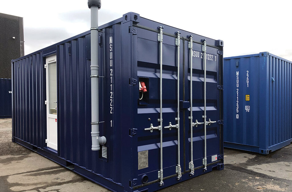 Residential container with gas incinerator toilet